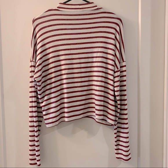 *2/$15* Red & White Mock Neck Long Sleeve Top - Picture 2 of 2